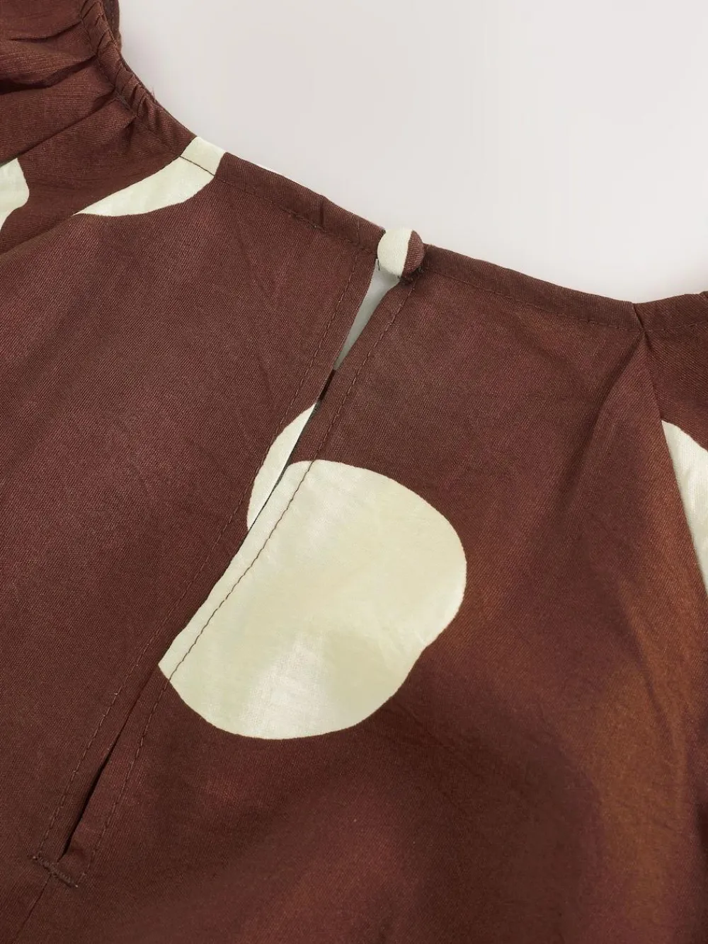 New Next Print Puff Sleeve Midi Dress Chocolate Brown Spot