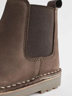 Online Next Standard Fit (F) Warm Lined Leather Chelsea Boots Chocolate Brown
