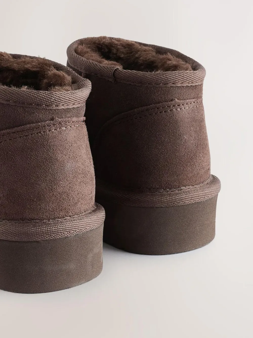 Next Chocolate Brown Standard Fit (F) Flatform Mini Warm Lined Water Repellent Suede Pull-On Boots^ Boots|Boots & Wellies