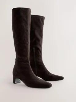 Hot Next Standard/Wide Fit Forever Comfort® Chisel Toe Knee Sock Boots Chocolate Brown