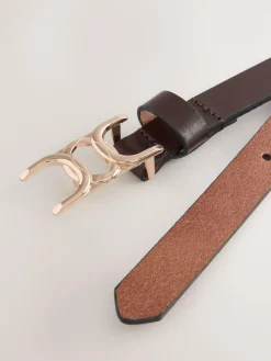 Sale Next Statement Buckle Skinny Leather Belt Chocolate Brown