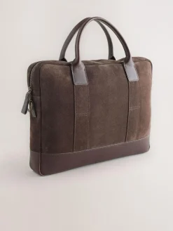 Next Chocolate Brown Suede Briefcase^ Bags
