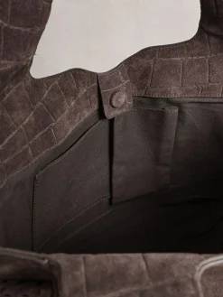 Next Chocolate Brown Suede Croc Effect Shoulder Bag^Women Bags