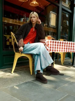 Discount Next Faux Fur Borg Platform Boots Chocolate Brown Suede
