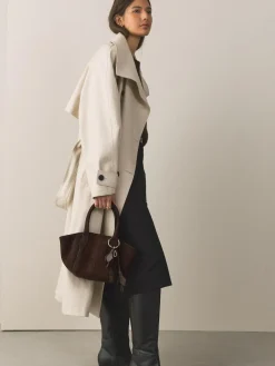 Next Chocolate Brown Suede Flower Charm Cross-Body Bag^Women Bags