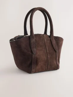 Next Chocolate Brown Suede Flower Charm Cross-Body Bag^Women Bags