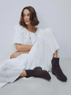 Next Forever Comfort® Flat Ankle Boots Chocolate Brown Suede