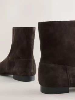 Next Forever Comfort® Flat Ankle Boots Chocolate Brown Suede