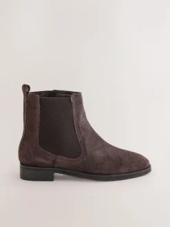 Discount Next Chocolate Brown Suede Standard/Wide Fit Forever Comfort® Chelsea Ankle Boots