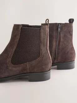 Discount Next Chocolate Brown Suede Standard/Wide Fit Forever Comfort® Chelsea Ankle Boots