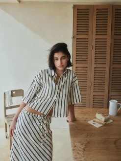 Next Chocolate Brown Summer Column Skirt With Linen^Women Skirts