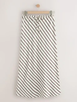 Next Chocolate Brown Summer Column Skirt With Linen^Women Skirts