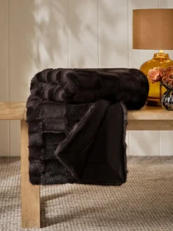 Next Textured Faux Fur Check Throw^ Cushions & Throws