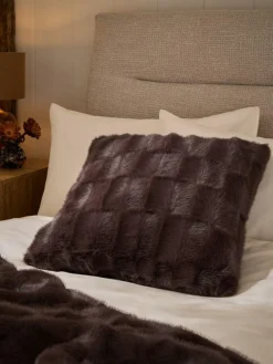 Next Textured Faux Fur Check Cushion^ Cushions & Throws