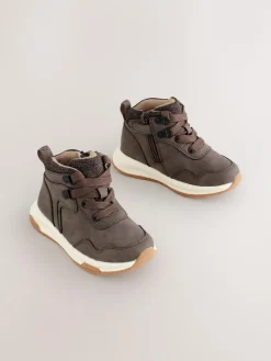 Online Next Warm Lined Walking Boots Chocolate Brown