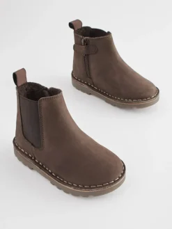 Next Wide Fit (G) Warm Lined Leather Chelsea Boots^BOY Baby Winter Clothing|Baby Boots