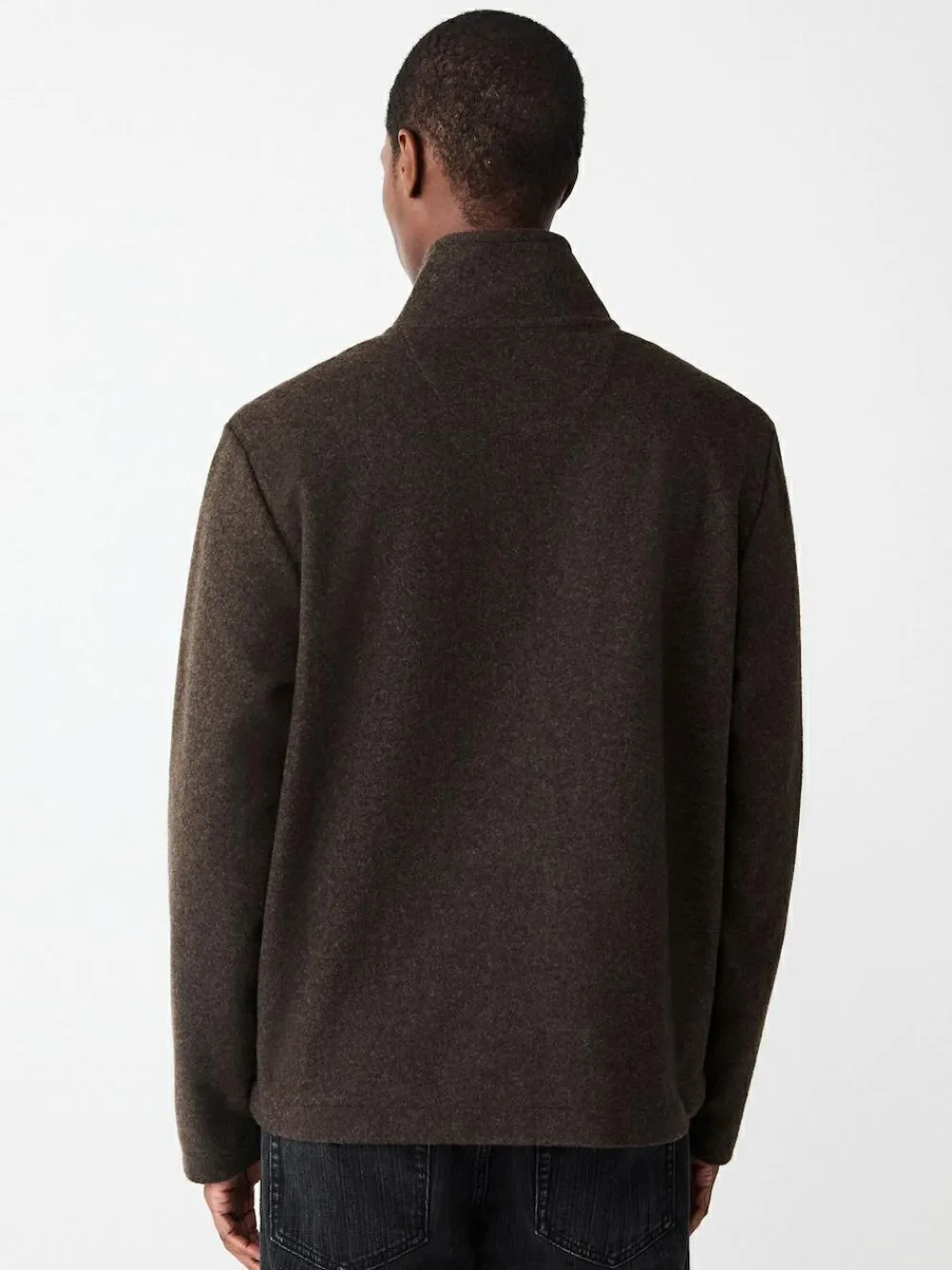 Discount Next Chocolate Brown Wool Look Zip Through Funnel Fleece
