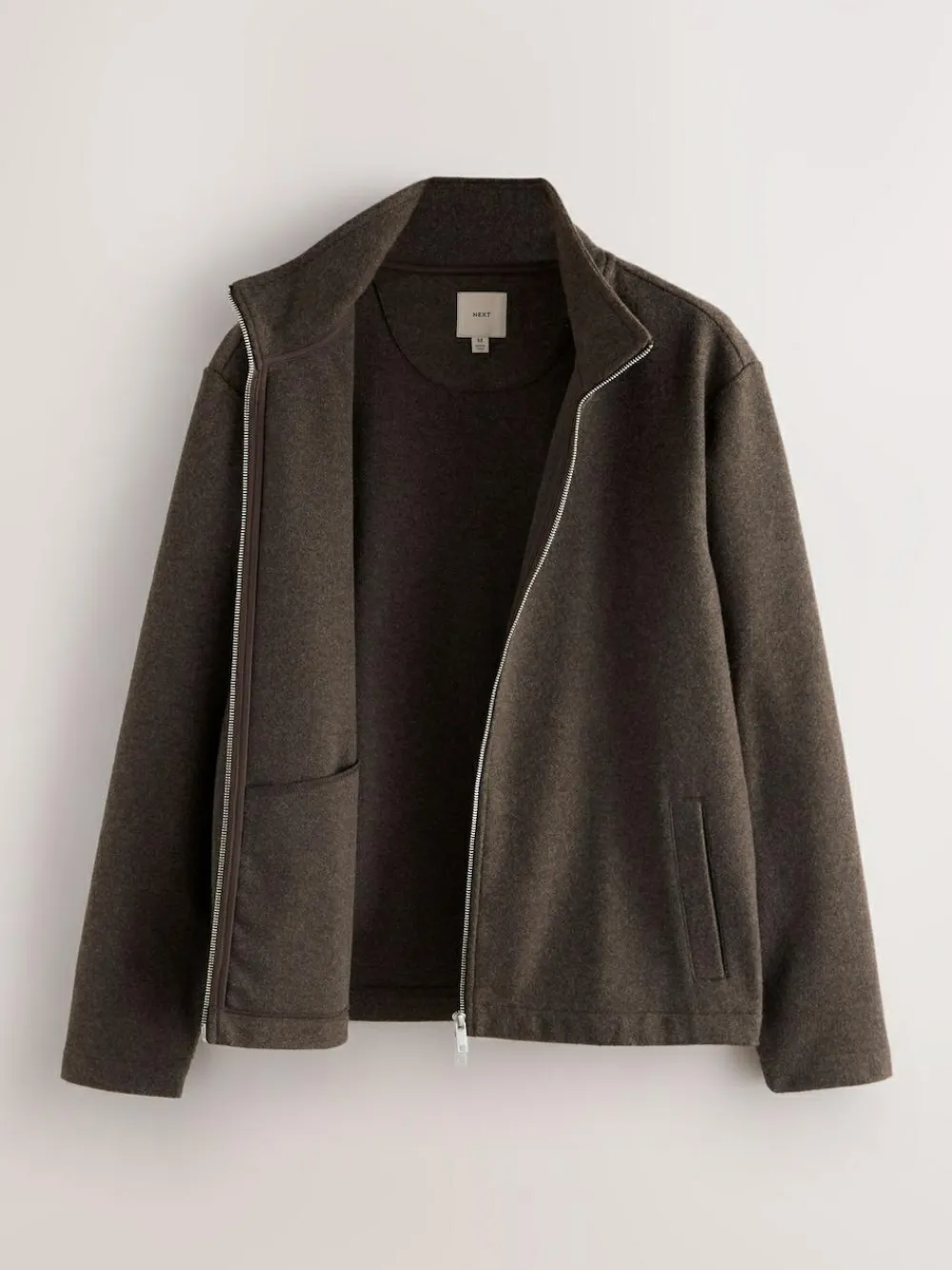 Discount Next Chocolate Brown Wool Look Zip Through Funnel Fleece