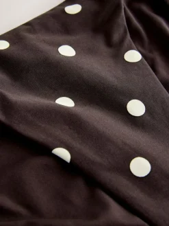 Next Chocolate Brown/Cream Spot Tie Side Bikini Bottoms^Women Swimwear