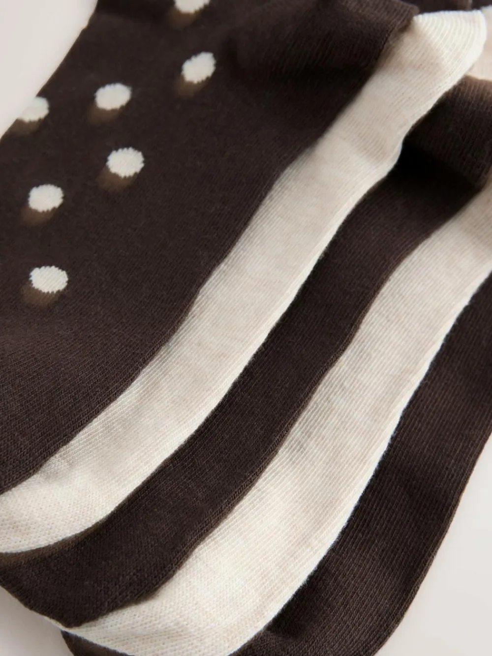 Online Next Ankle Socks 5 Pack Chocolate Brown/White Spot
