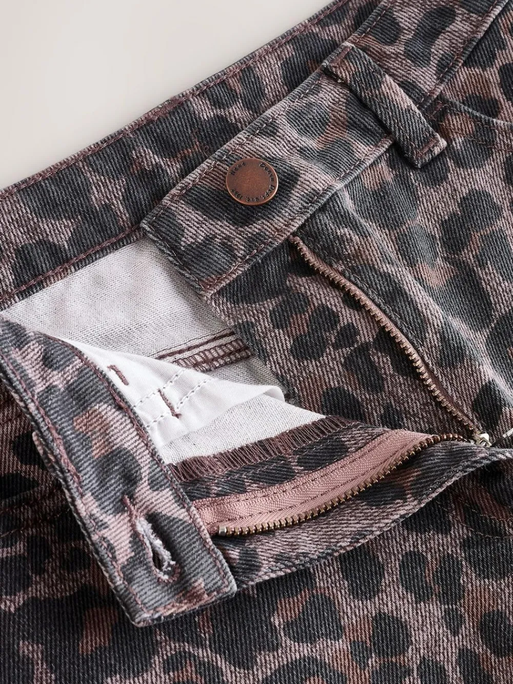 Discount Next Wide Leg Jeans (3-16yrs) Chocolate Leopard
