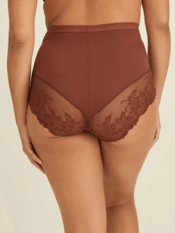 Sale Next Print Tummy Control Shaping Lace Back Brazilian Knickers 2 Pack Chocolate Nude