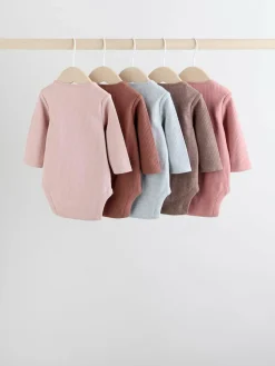 Next Chocolate Pink Long Sleeve Baby Bodysuits 5 Pack^ Newborn Clothing|Baby Girls