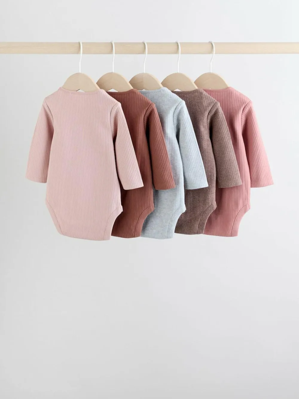 Next Chocolate Pink Long Sleeve Baby Bodysuits 5 Pack^ Newborn Clothing|Baby Girls