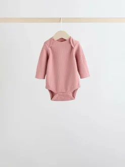 Next Chocolate Pink Long Sleeve Baby Bodysuits 5 Pack^ Newborn Clothing|Baby Girls