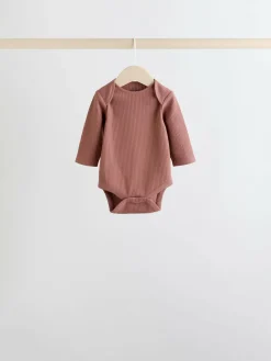 Next Chocolate Pink Long Sleeve Baby Bodysuits 5 Pack^ Newborn Clothing|Baby Girls