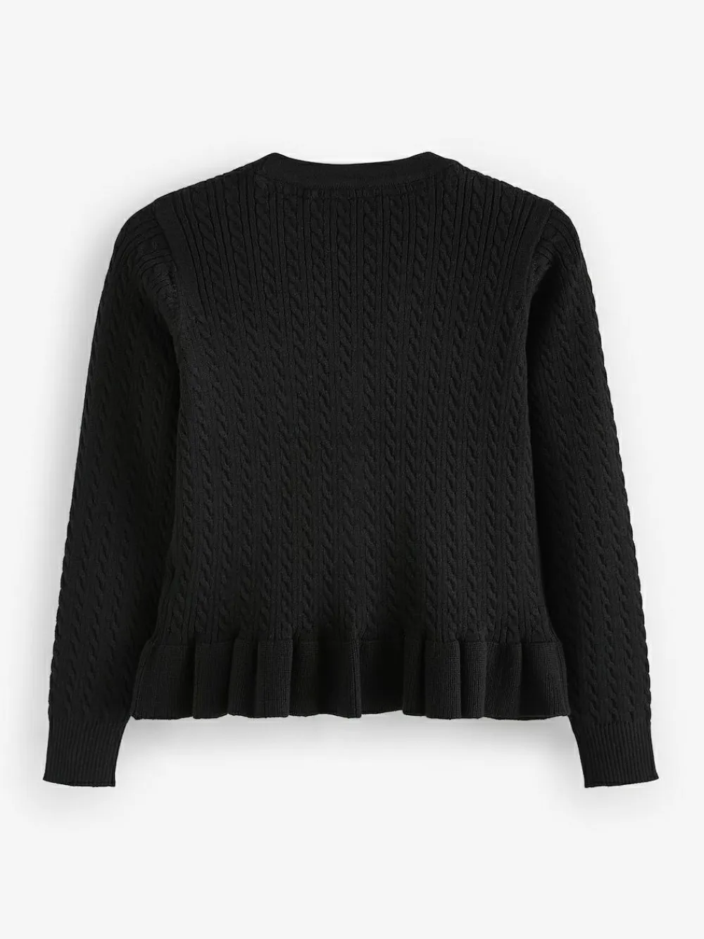 Clearance Clarks Black Cable Knit Frill School Cardigan