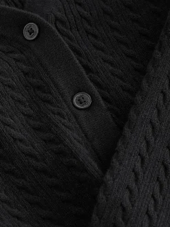Clearance Clarks Black Cable Knit Frill School Cardigan