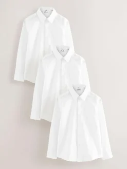 Discount Clarks Long Sleeve School Shirts 3 Pack White