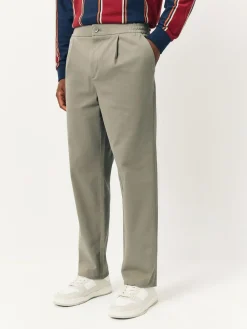 Hot Next Straight Fit Pleated Stretch Chinos Trousers With Elasticated Waist Clay