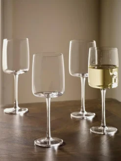 Next Clear Angular Set of 4 White Wine Glasses^ Glassware