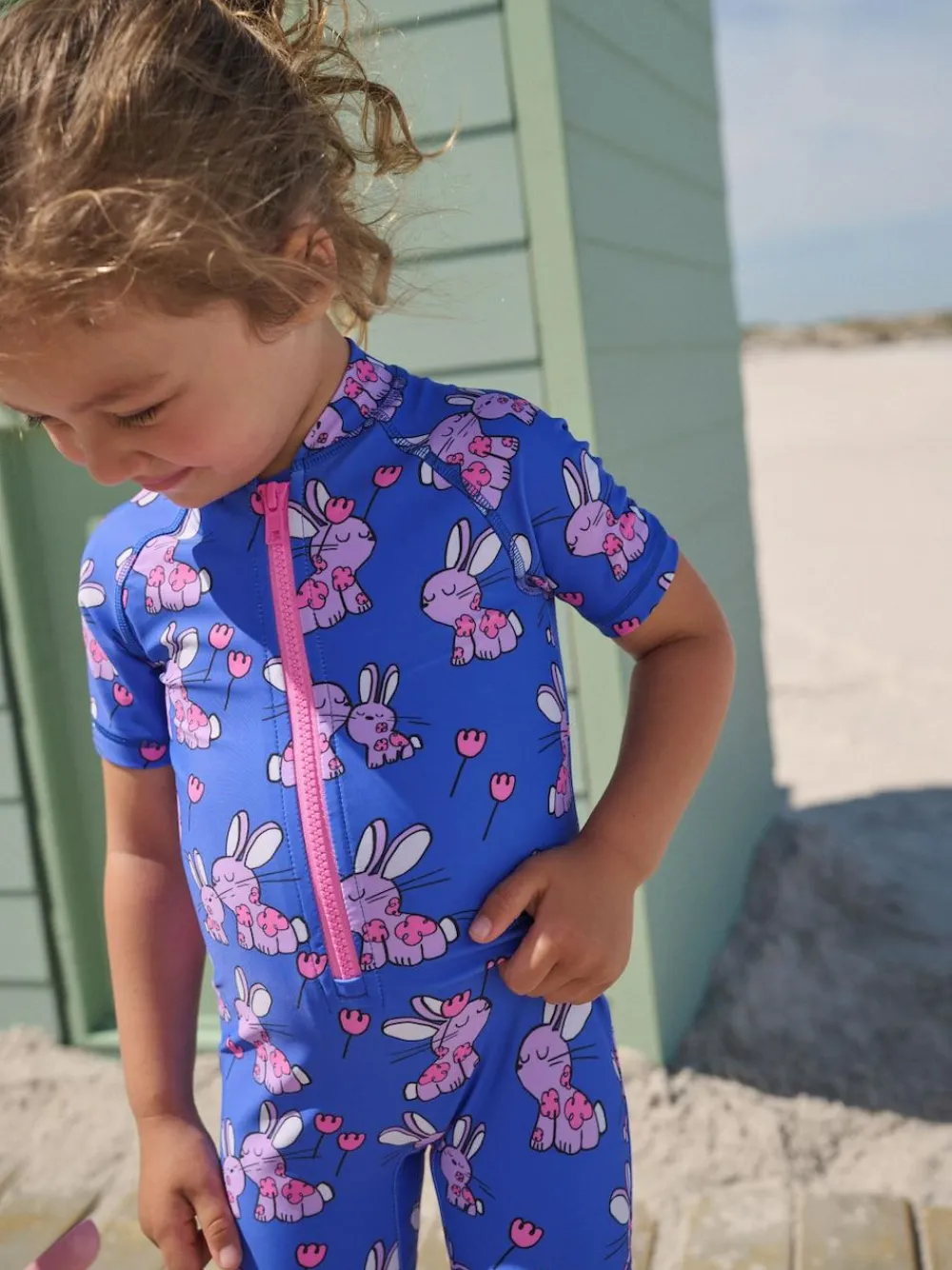 New Next Cobalt Blue Bunny Sunsafe Swimsuit (3mths-10yrs)