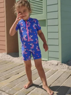 New Next Cobalt Blue Bunny Sunsafe Swimsuit (3mths-10yrs)