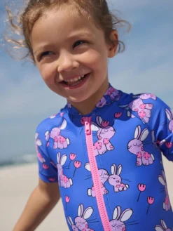 New Next Cobalt Blue Bunny Sunsafe Swimsuit (3mths-10yrs)