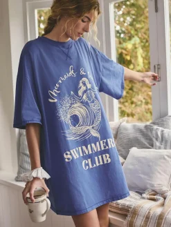 Next Cobalt Blue Graphic Nightie^Women All Night & Lounge|Nightwear