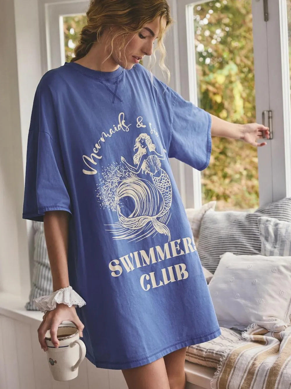 Next Cobalt Blue Graphic Nightie^Women All Night & Lounge|Nightwear