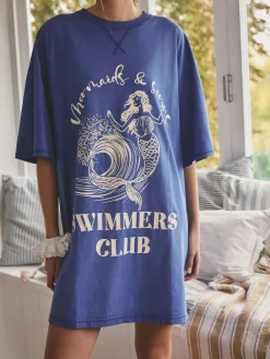 Next Cobalt Blue Graphic Nightie^Women All Night & Lounge|Nightwear