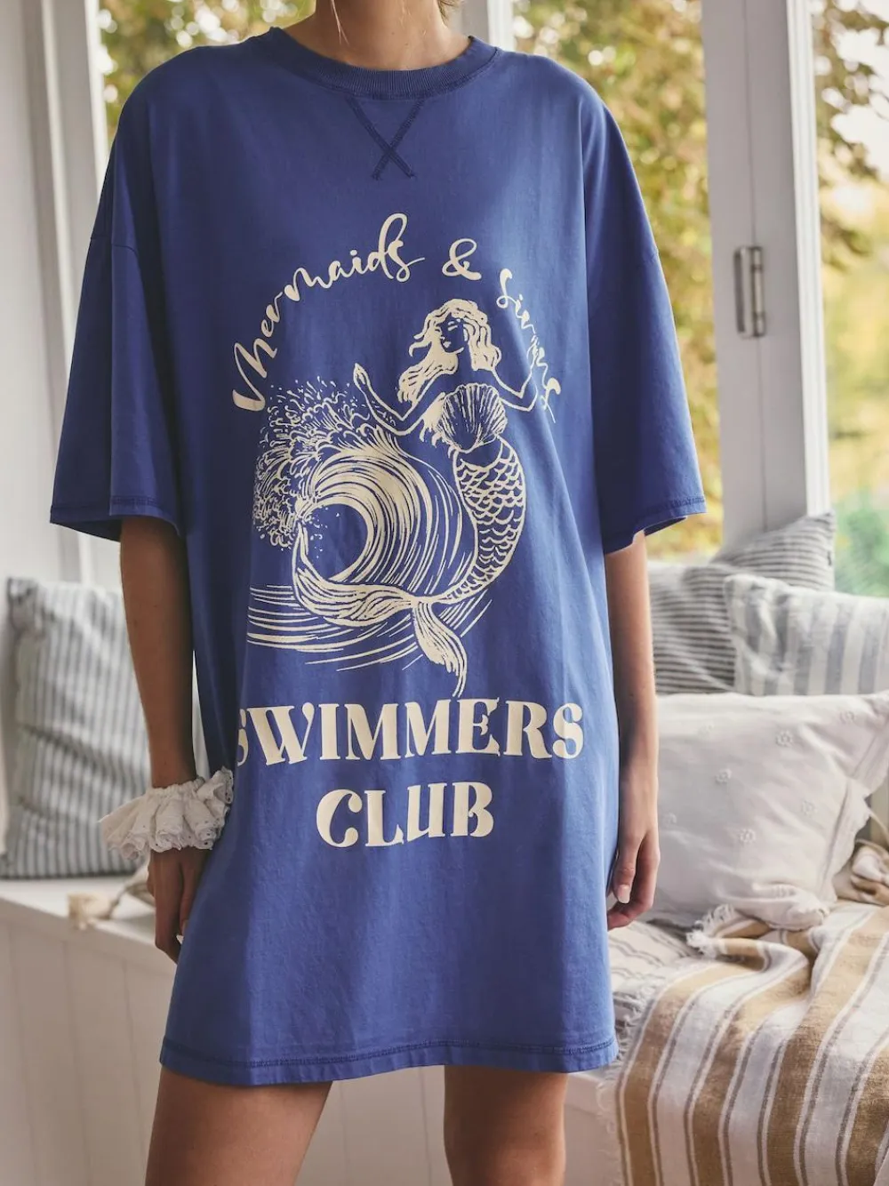 Next Cobalt Blue Graphic Nightie^Women All Night & Lounge|Nightwear