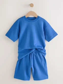 Best Next Relaxed Fit Heavyweight T-Shirt and Shorts Set (3-16yrs) Cobalt Blue
