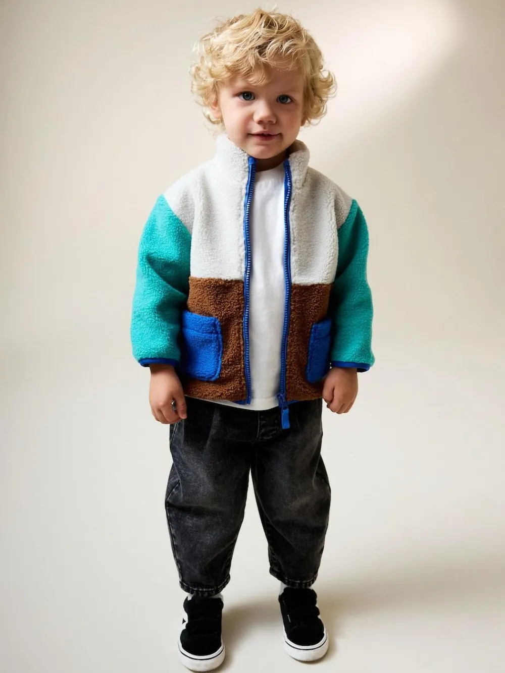 Discount Next Colourblock Plain Funnel Neck Fleece Zip Through Fleece (3mths-7yrs)