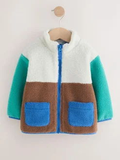 Discount Next Colourblock Plain Funnel Neck Fleece Zip Through Fleece (3mths-7yrs)
