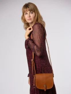 Clearance Conkca Fern Leather Cross-Body Bag Brown