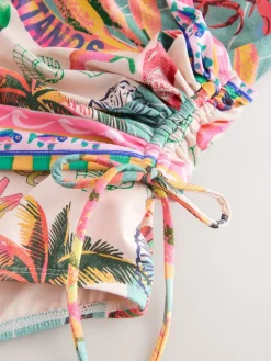 Hot Next Conversational Print Ruched Side Tummy Shaping Control Swimsuit