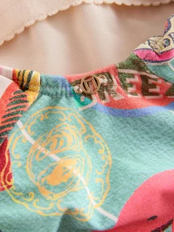 Hot Next Conversational Print Ruched Side Tummy Shaping Control Swimsuit