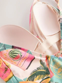 Hot Next Conversational Print Ruched Side Tummy Shaping Control Swimsuit