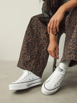 Outlet Converse Platform Lift Chuck Ox Leather Trainers White